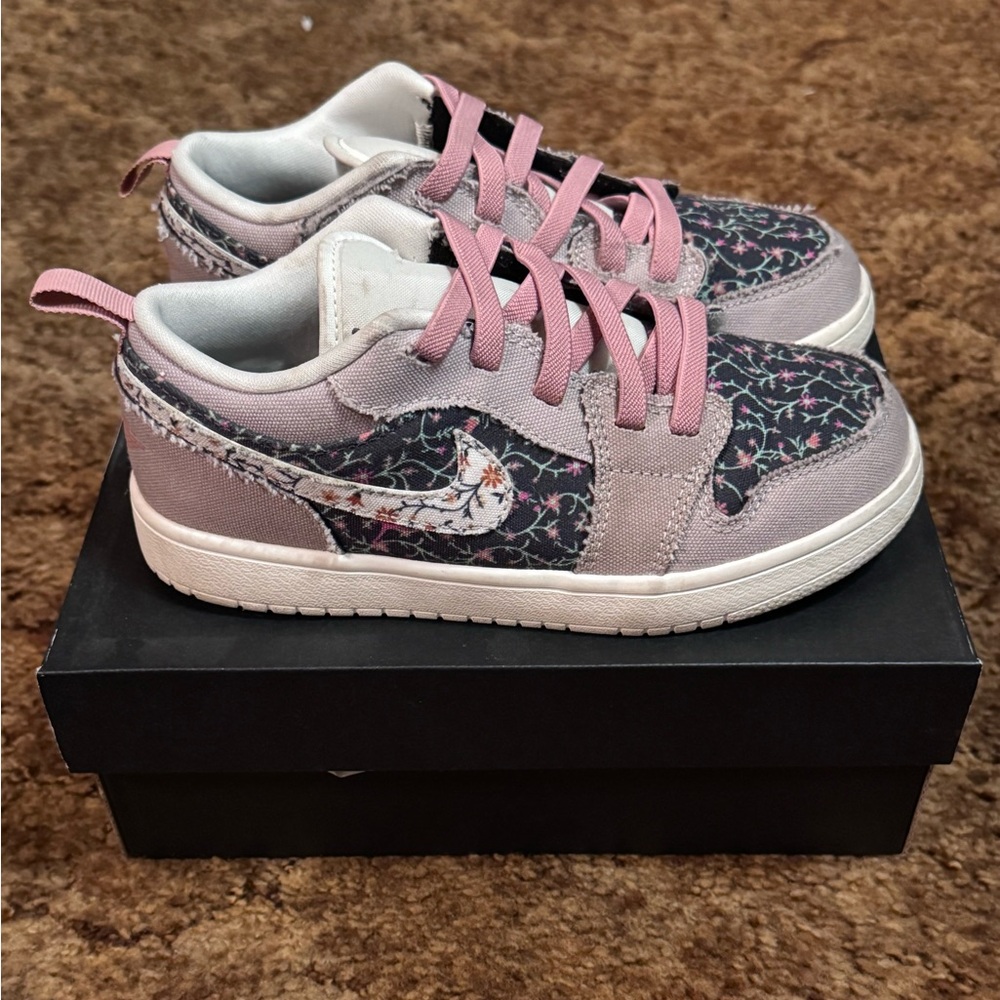 Jordan Kids Sneakers with Pink and Floral Design